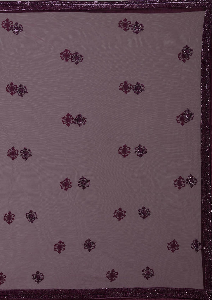 Wine Cutdana Net Readymade Lehenga-koskii