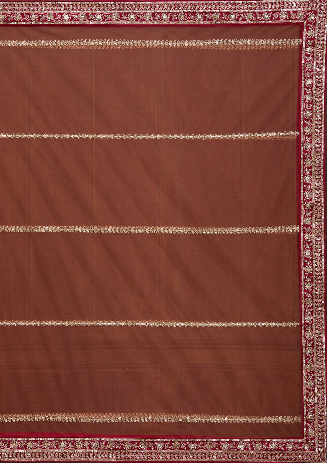 Rust Cording Net Readymade Lehenga-Koskii