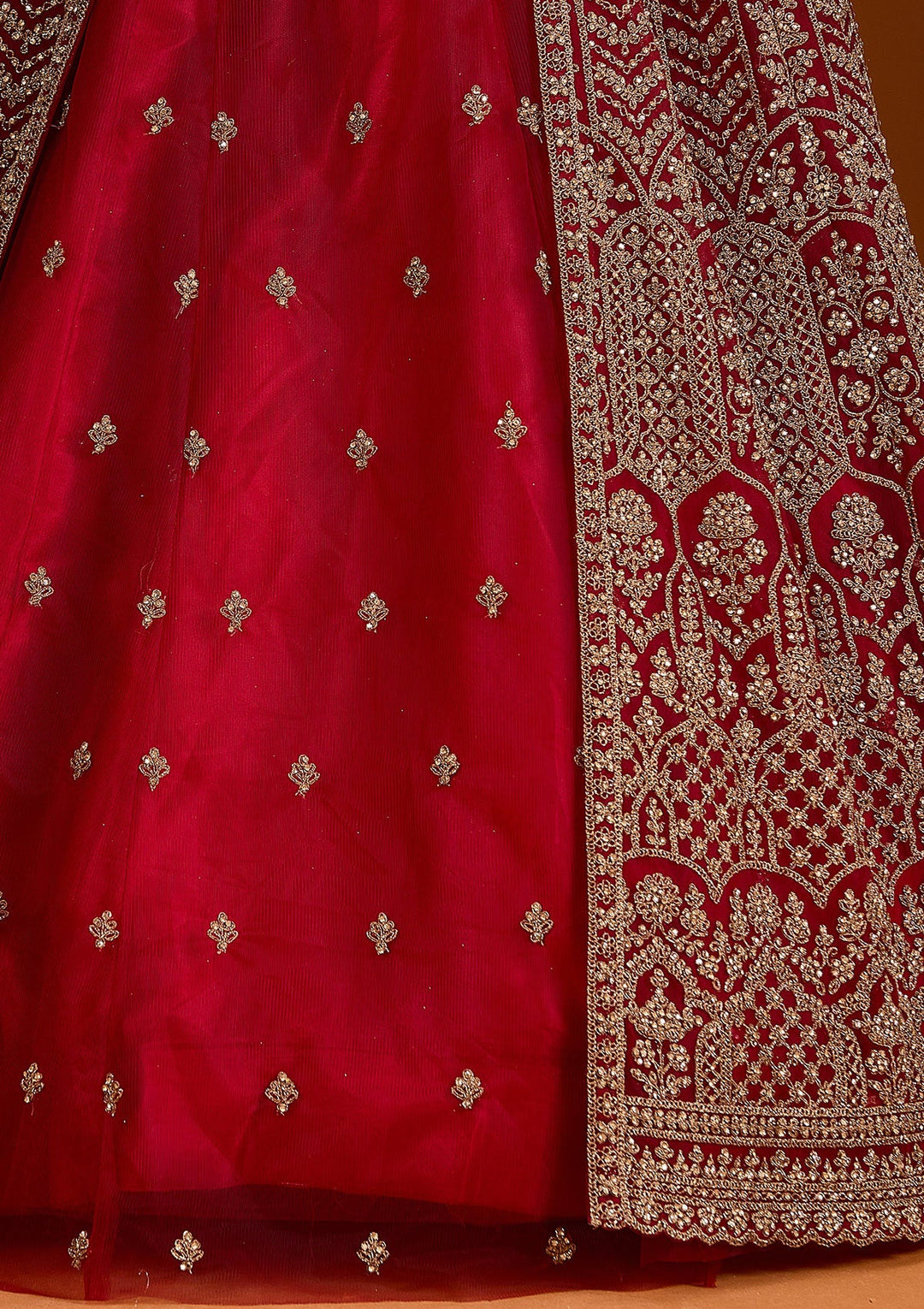Maroon Zariwork Net Readymade Lehenga-koskii