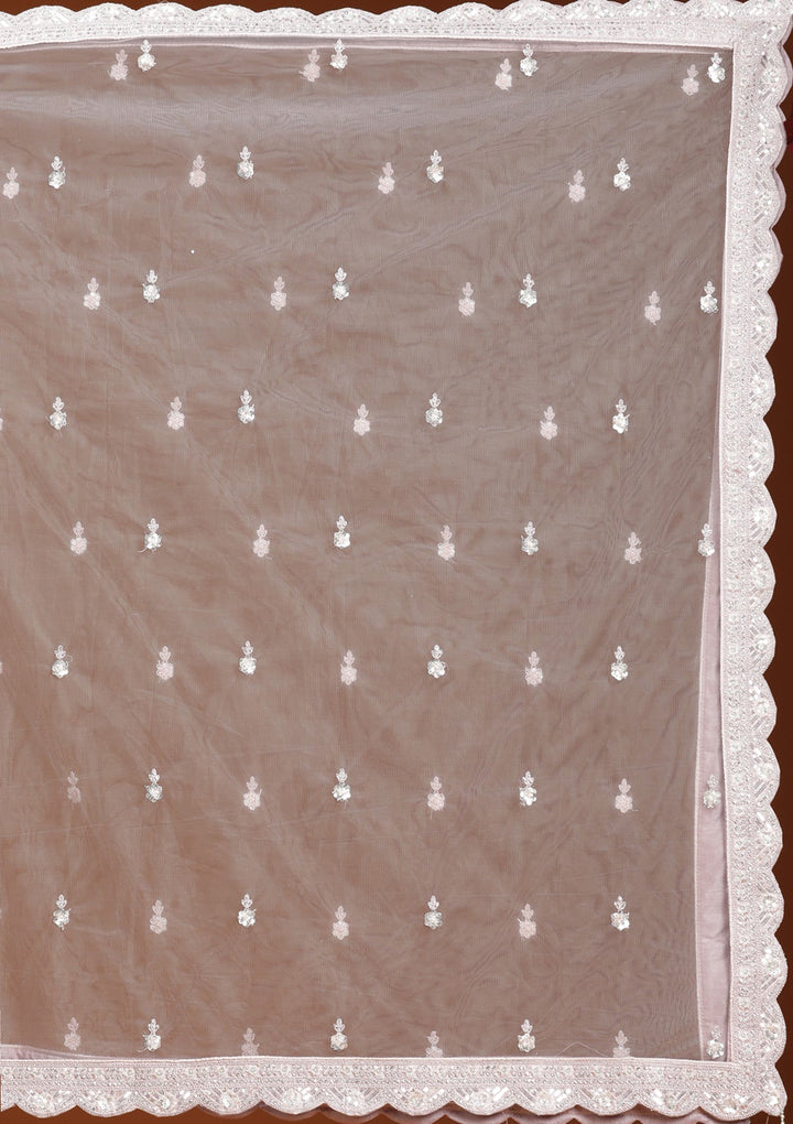 Baby Pink Zariwork (Silver) Net Readymade Lehenga-koskii