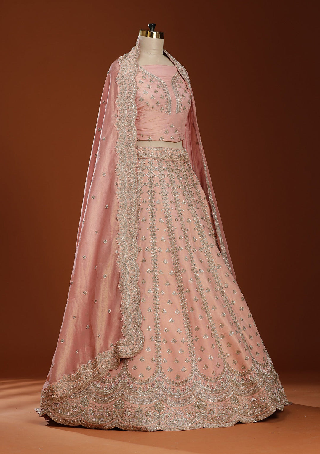 Wine Zariwork (Gold) Shimmer Readymade Lehenga-koskii