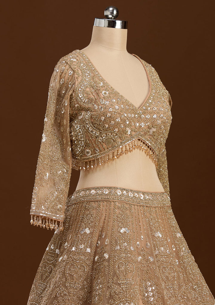Gold Stonework (Gold) Net Readymade Lehenga-koskii