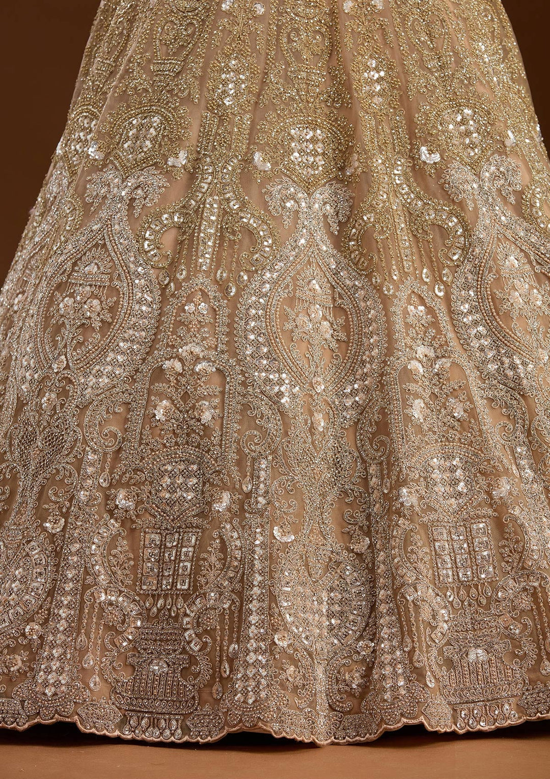 Gold Stonework (Gold) Net Readymade Lehenga-koskii
