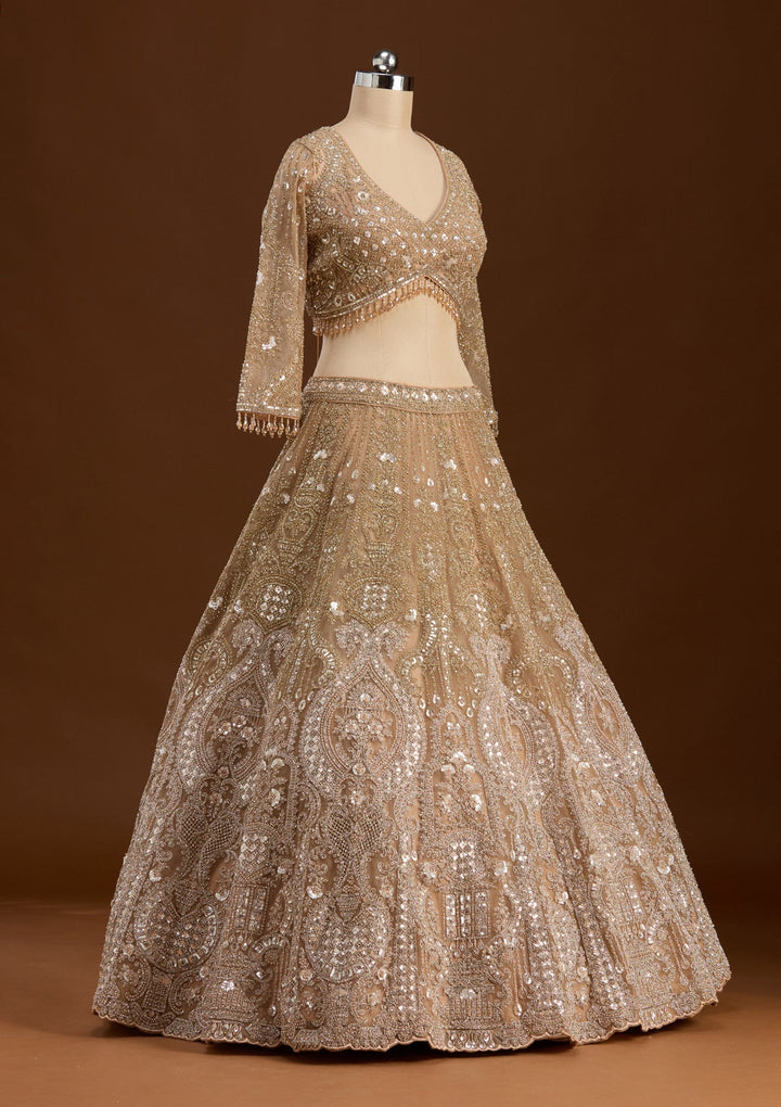 Gold Stonework (Gold) Net Readymade Lehenga-koskii