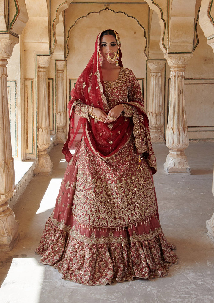 Maroon Stonework (Gold) Tissue Readymade Lehenga-koskii