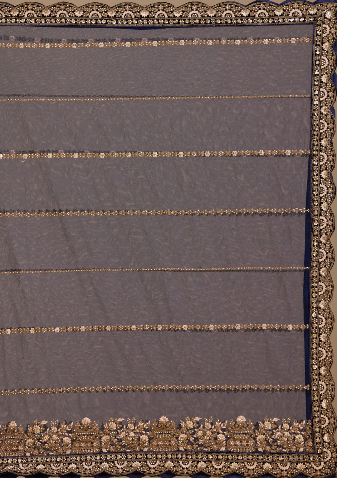 Blue Cording Velvet Readymade Lehenga-koskii