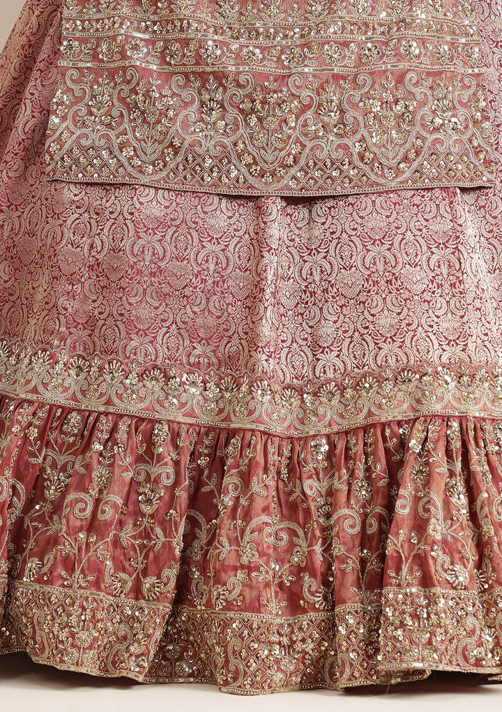 Maroon Cording Brocade Readymade Lehenga-koskii