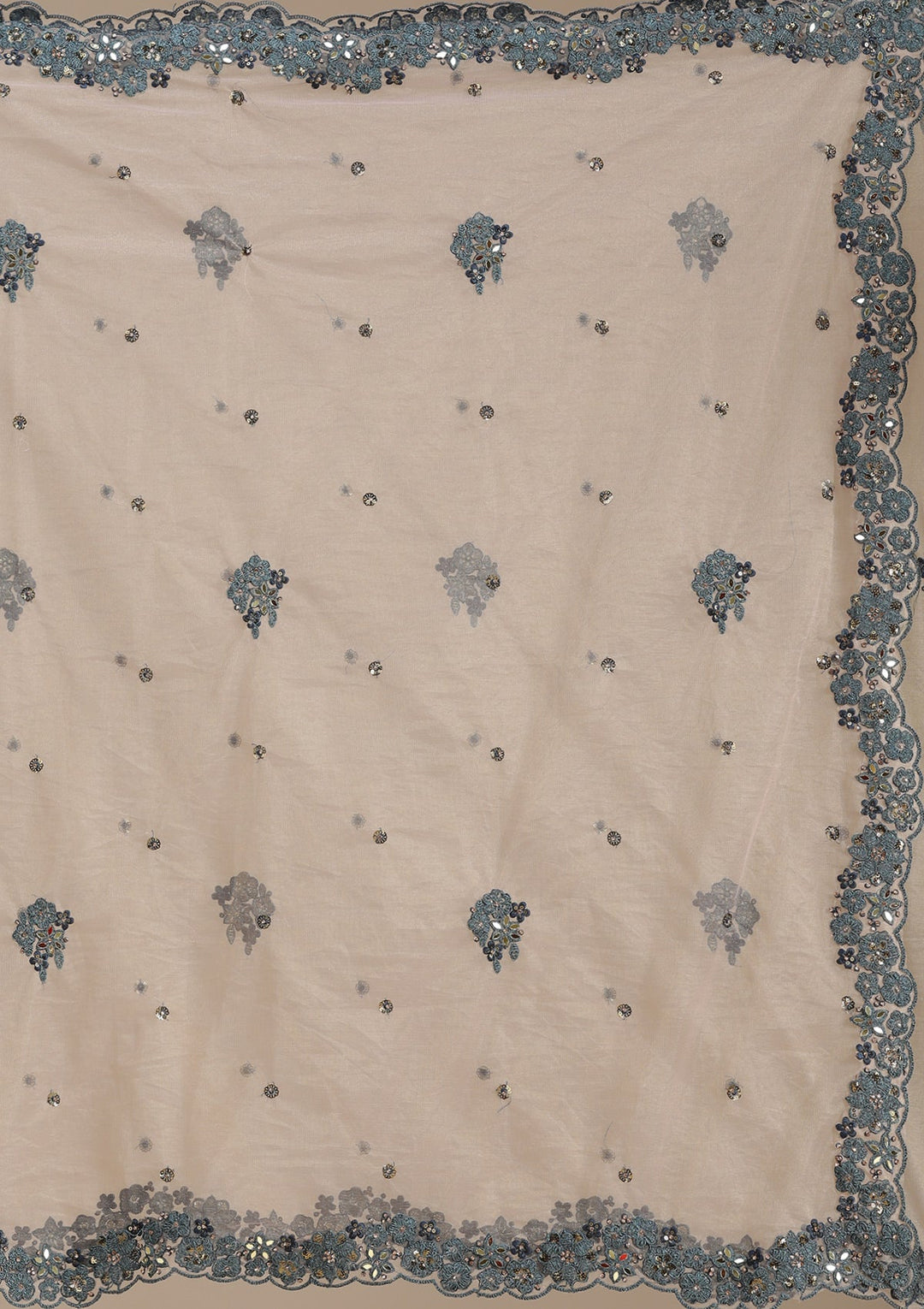 Beige Cording Net Readymade Lehenga-koskii