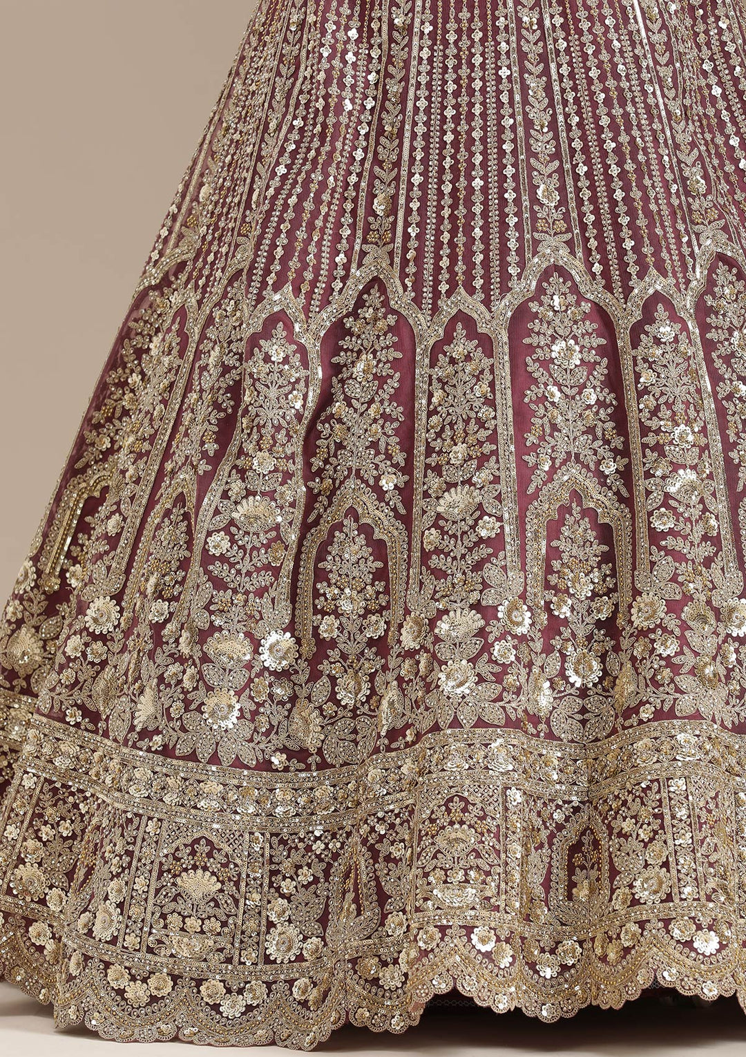 Onion Pink Sequins Net Readymade Lehenga-koskii
