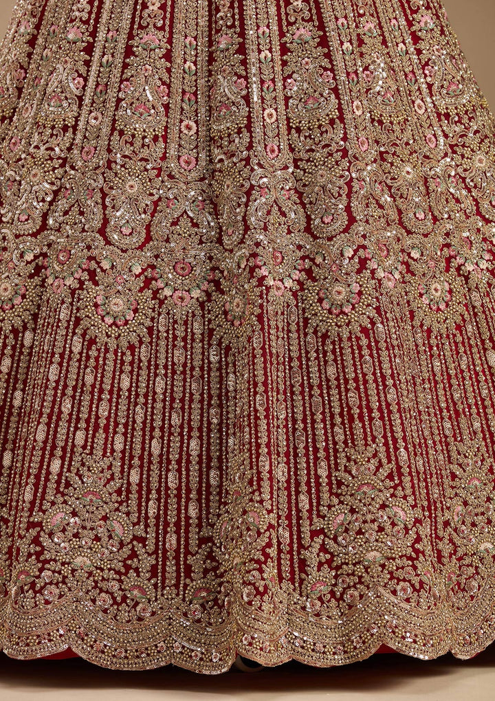 Maroon Sequins Net Readymade Lehenga-koskii