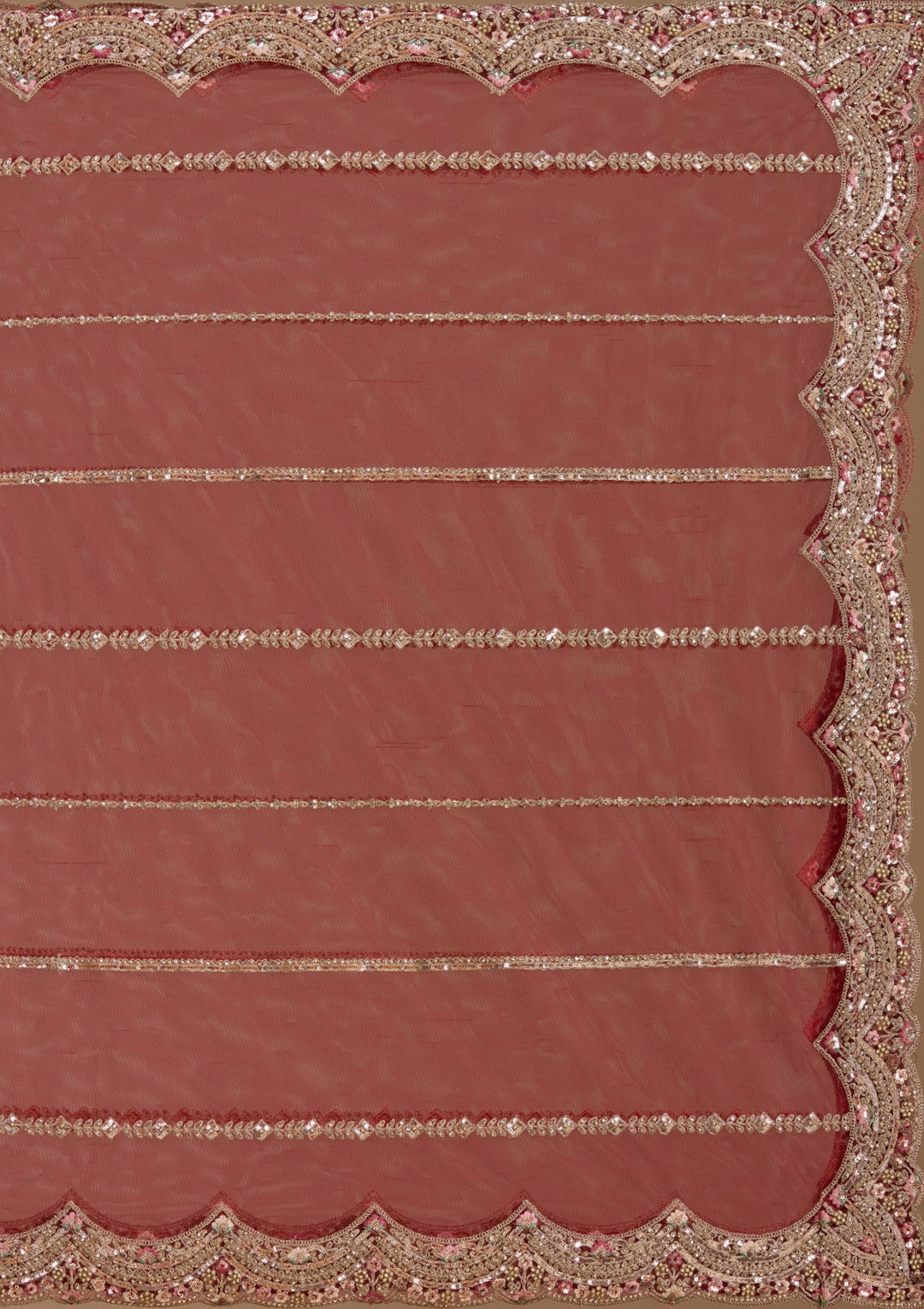 Maroon Sequins Net Readymade Lehenga-koskii