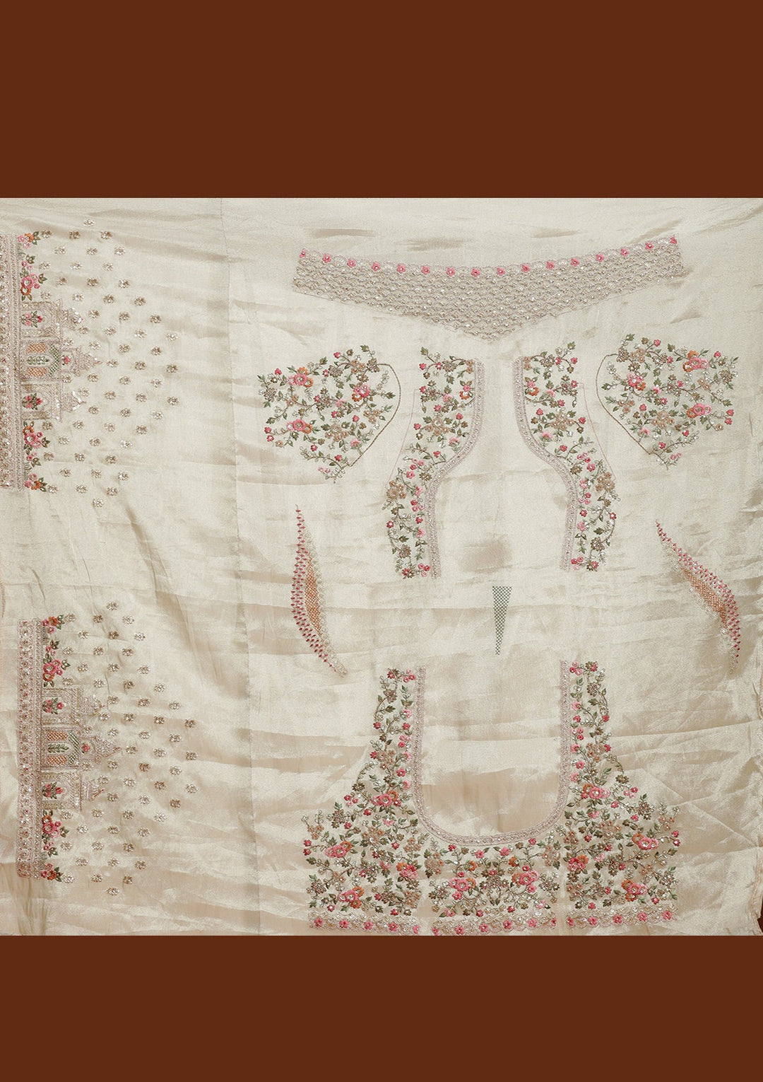 Wine Threadwork Organza Readymade Lehenga-koskii