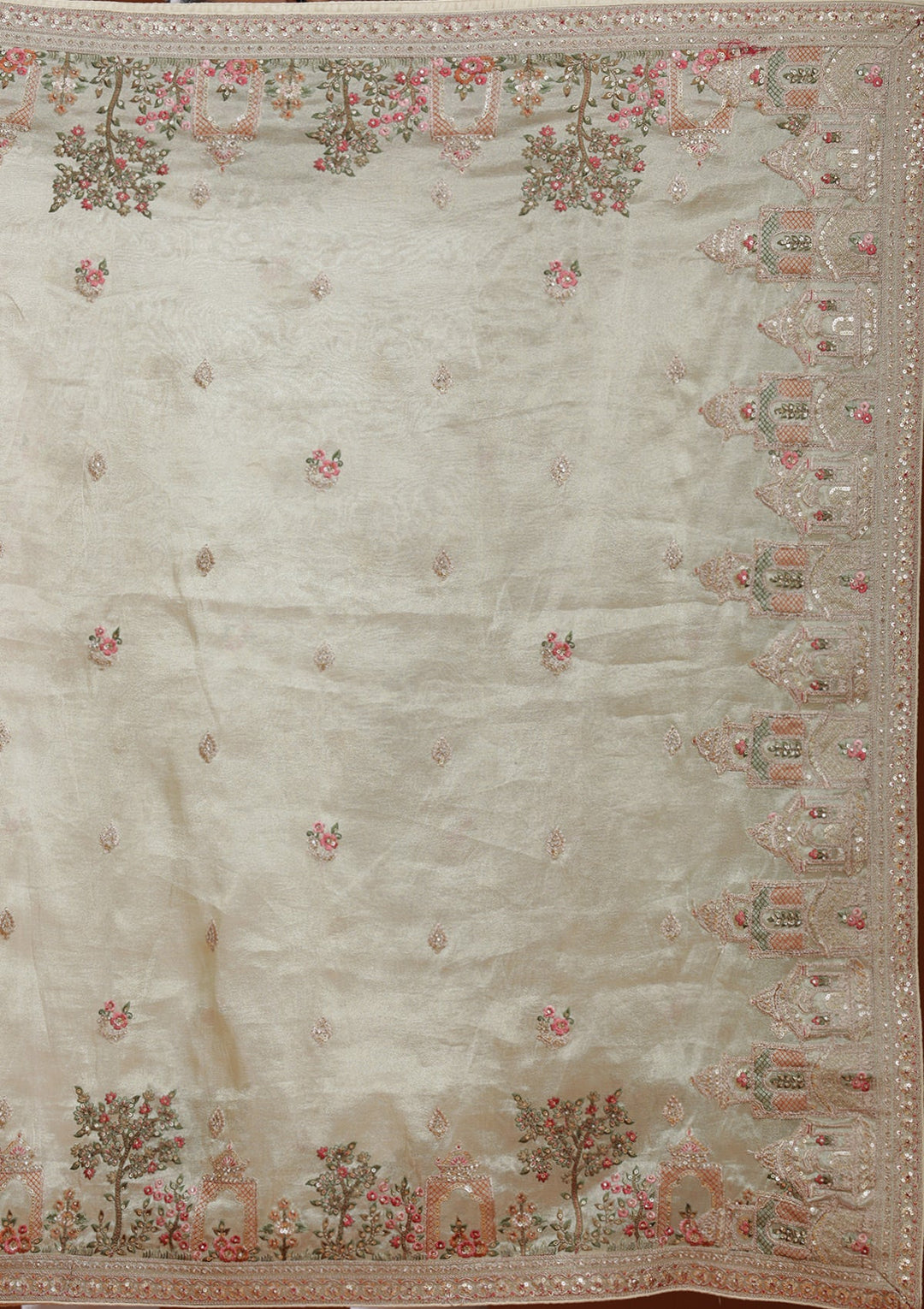 Wine Threadwork Organza Readymade Lehenga-koskii