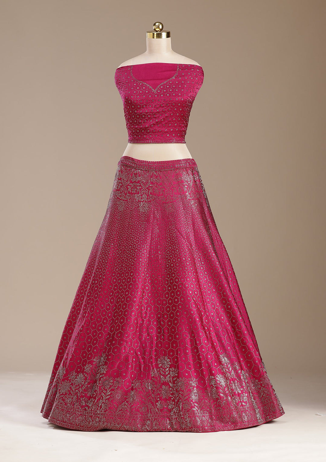 Rani Pink Sequins Semi Crepe Readymade Lehenga-koskii