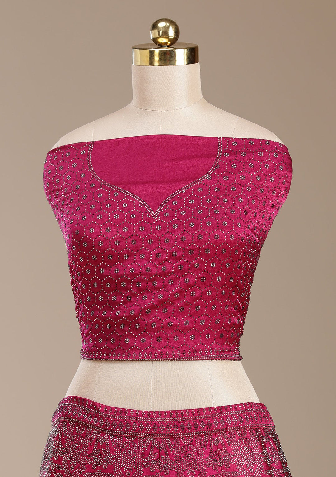 Rani Pink Sequins Semi Crepe Readymade Lehenga-koskii