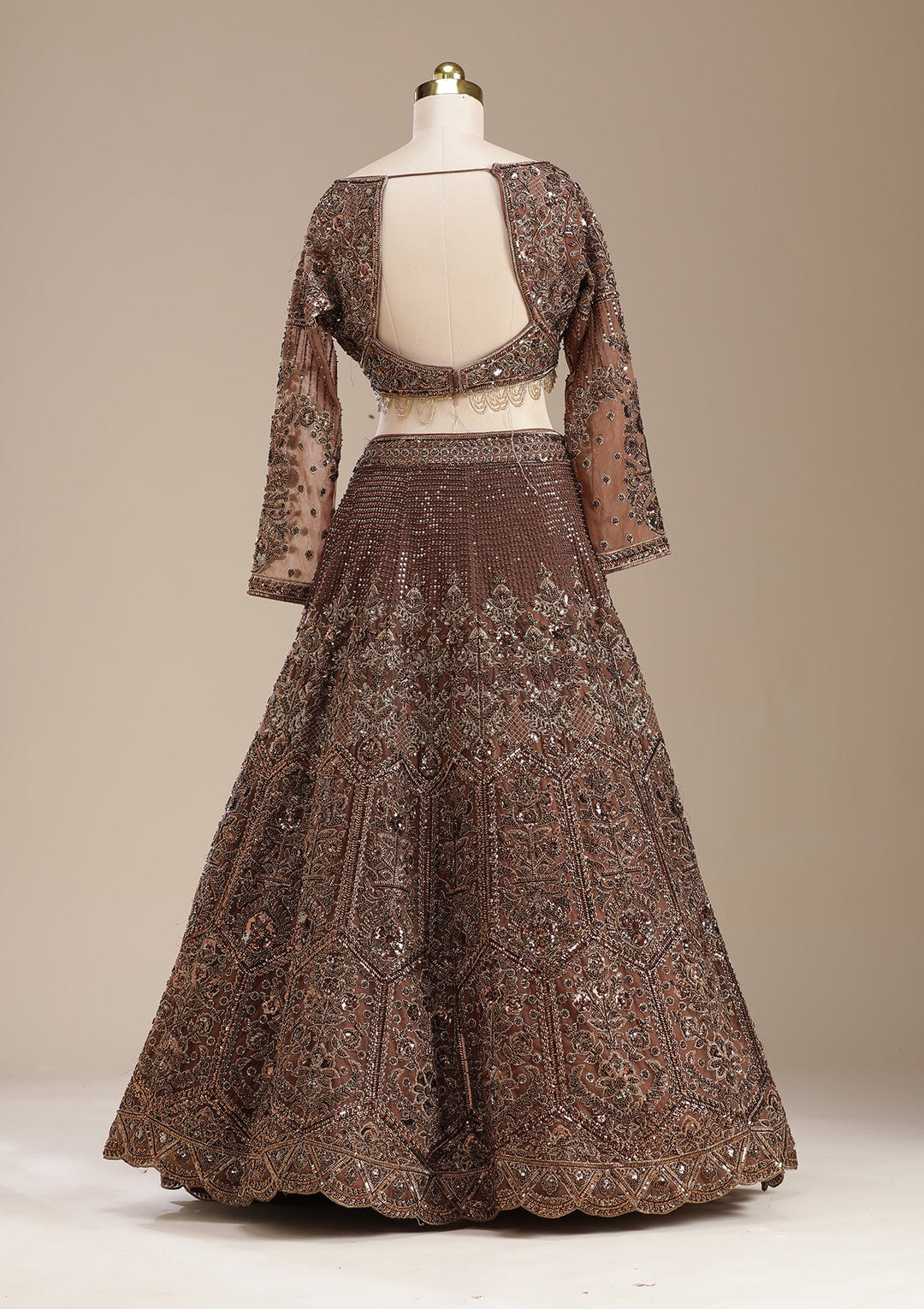 Copper Cutdana Net Readymade Lehenga-koskii