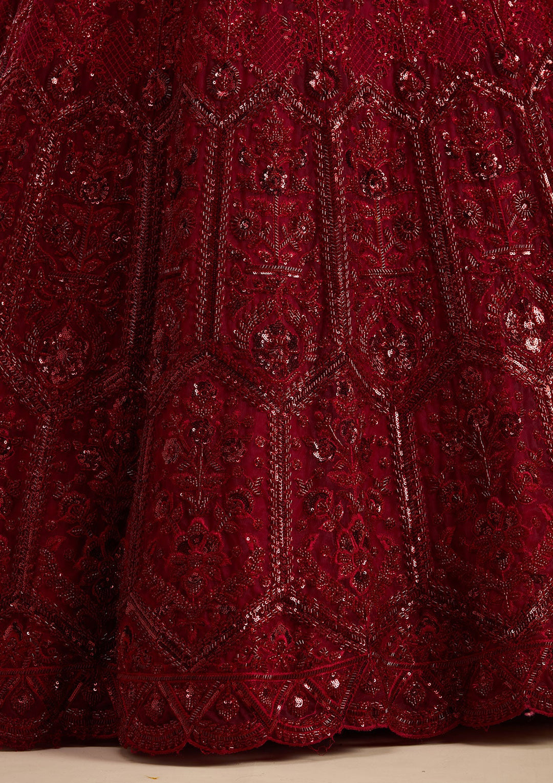 Maroon Cutdana Net Readymade Lehenga-koskii