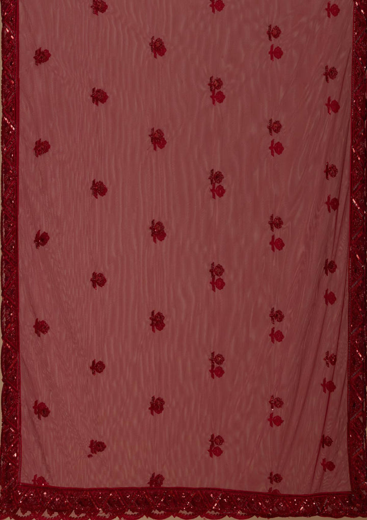 Maroon Cutdana Net Readymade Lehenga-koskii