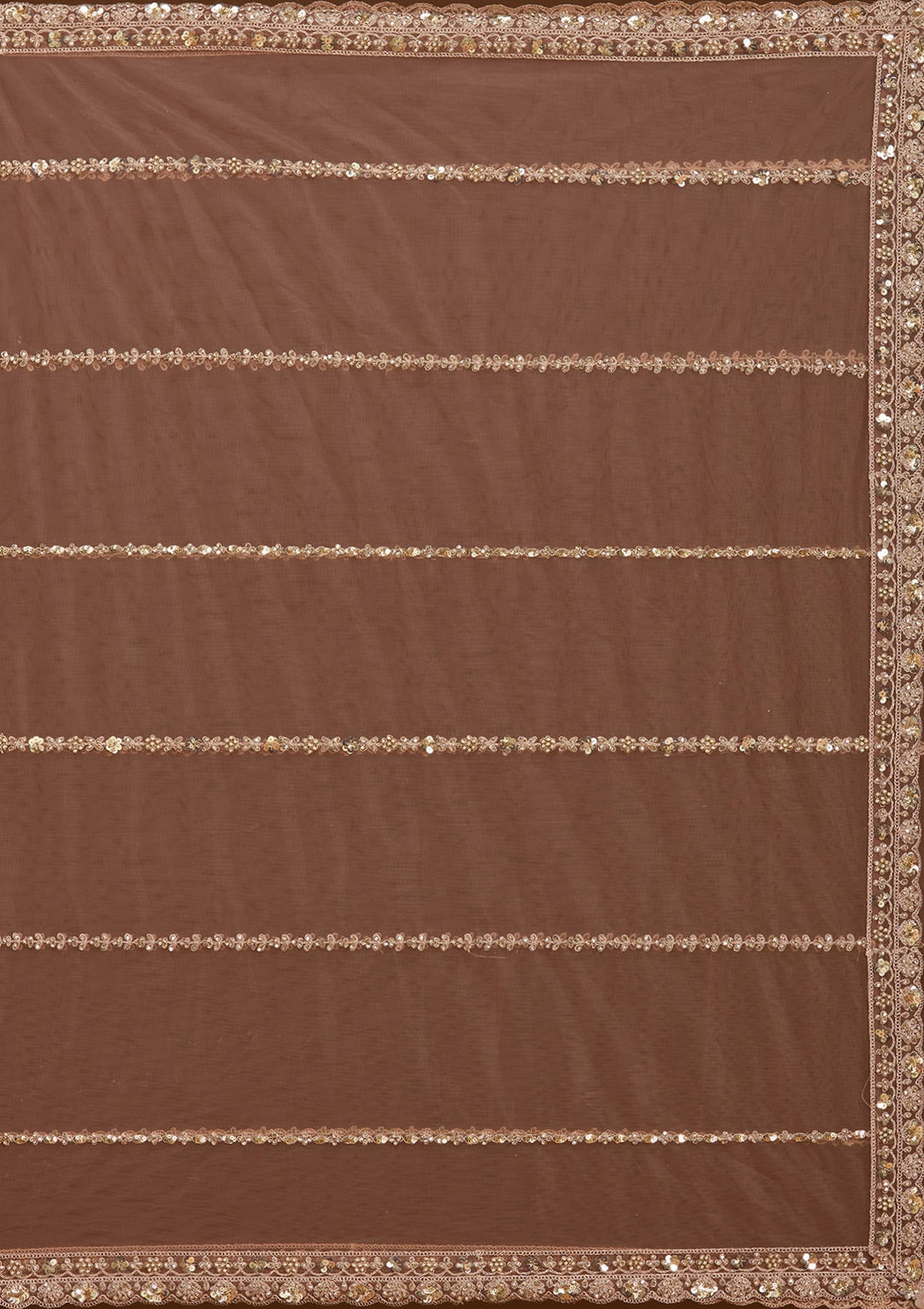 Brown Sequins Net Readymade Lehenga-koskii