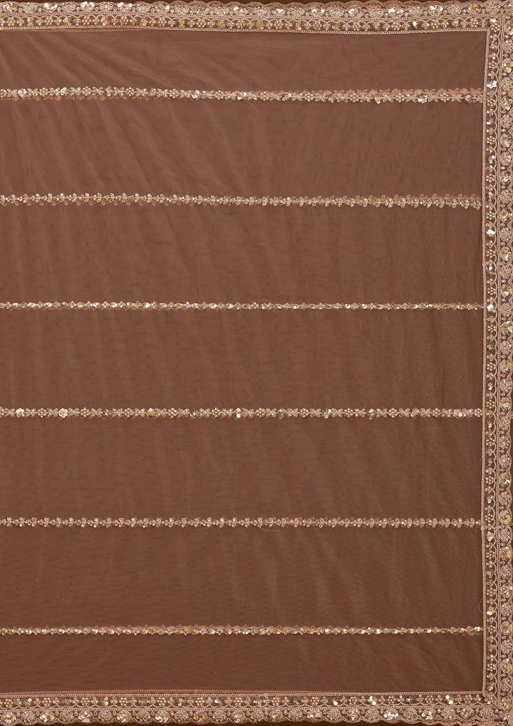 Brown Sequins Net Readymade Lehenga-koskii
