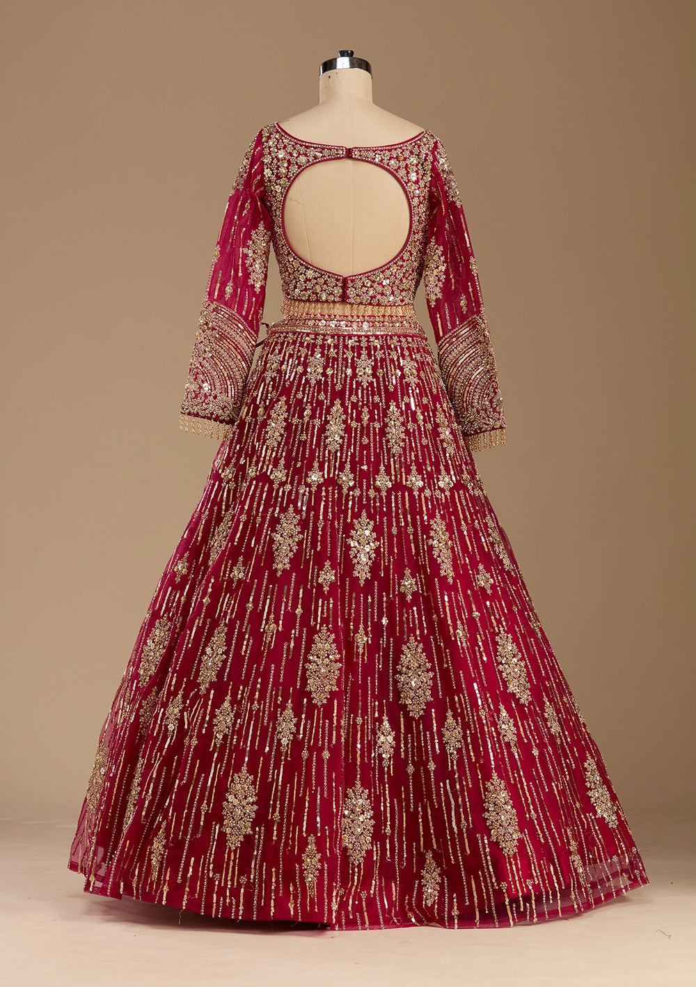 Rani Pink Sequins Net Readymade Lehenga-koskii