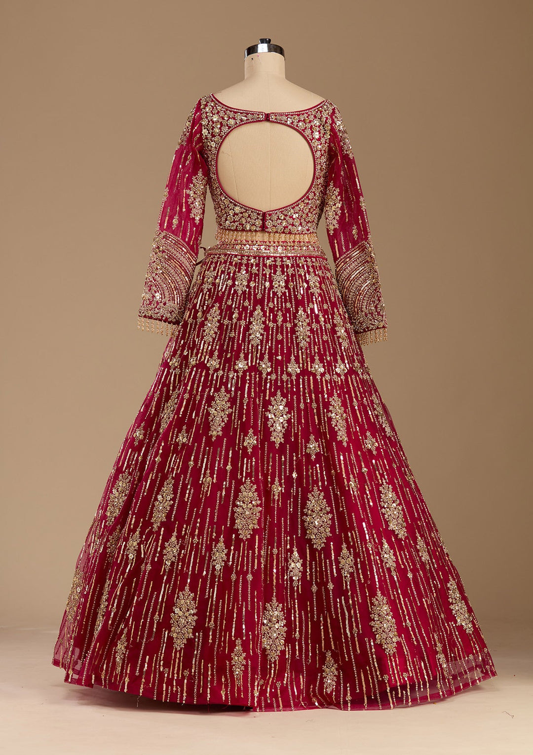 Rani Pink Sequins Net Readymade Lehenga-koskii