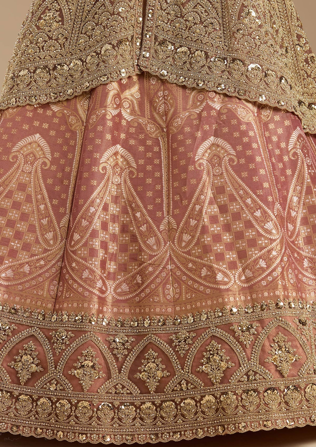 Onion Pink Cording Net Readymade Lehenga-koskii