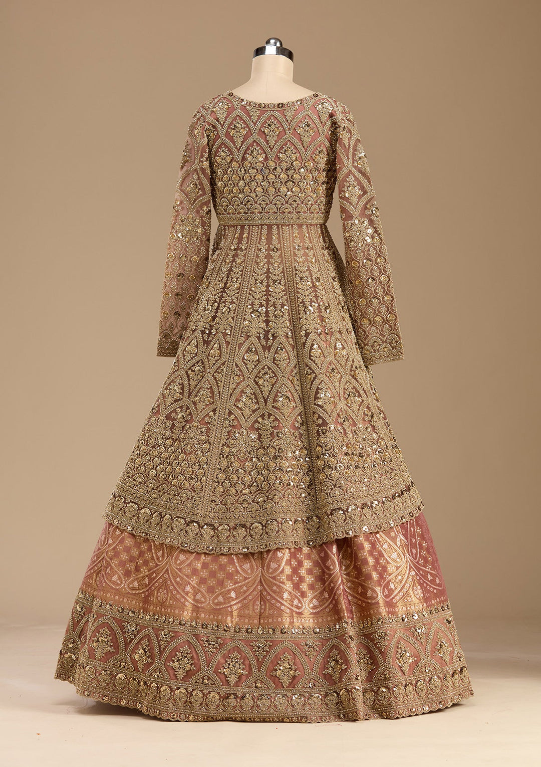 Onion Pink Cording Net Readymade Lehenga-koskii