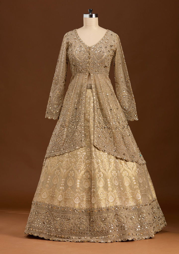 Gold Sequins Net Readymade Lehenga-koskii