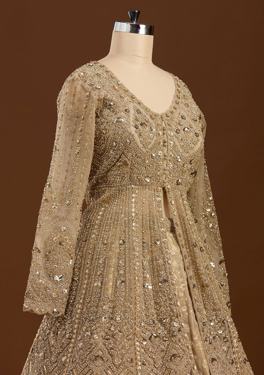 Gold Sequins Net Readymade Lehenga-koskii