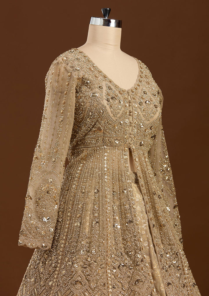 Gold Sequins Net Readymade Lehenga-koskii