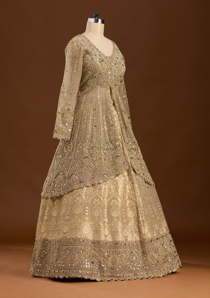Gold Sequins Net Readymade Lehenga-koskii