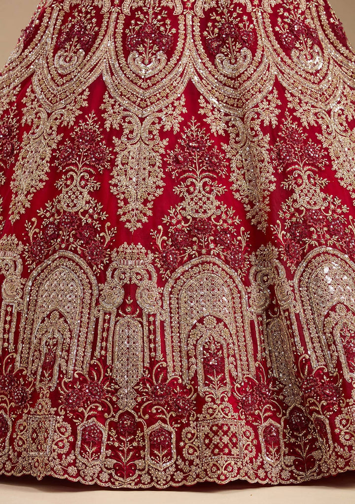 Dark Maroon Applique Net Readymade Lehenga-koskii
