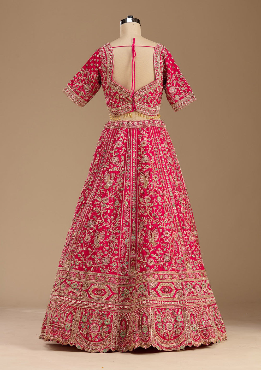 Rani Pink Cording Raw Silk Readymade Lehenga-koskii