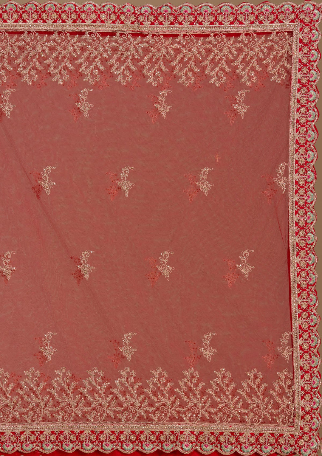 Red Cording Raw Silk Readymade Lehenga-koskii