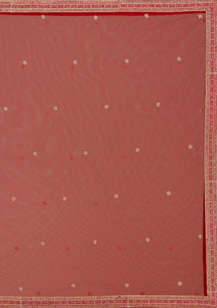 Red Cording Raw Silk Readymade Lehenga-koskii