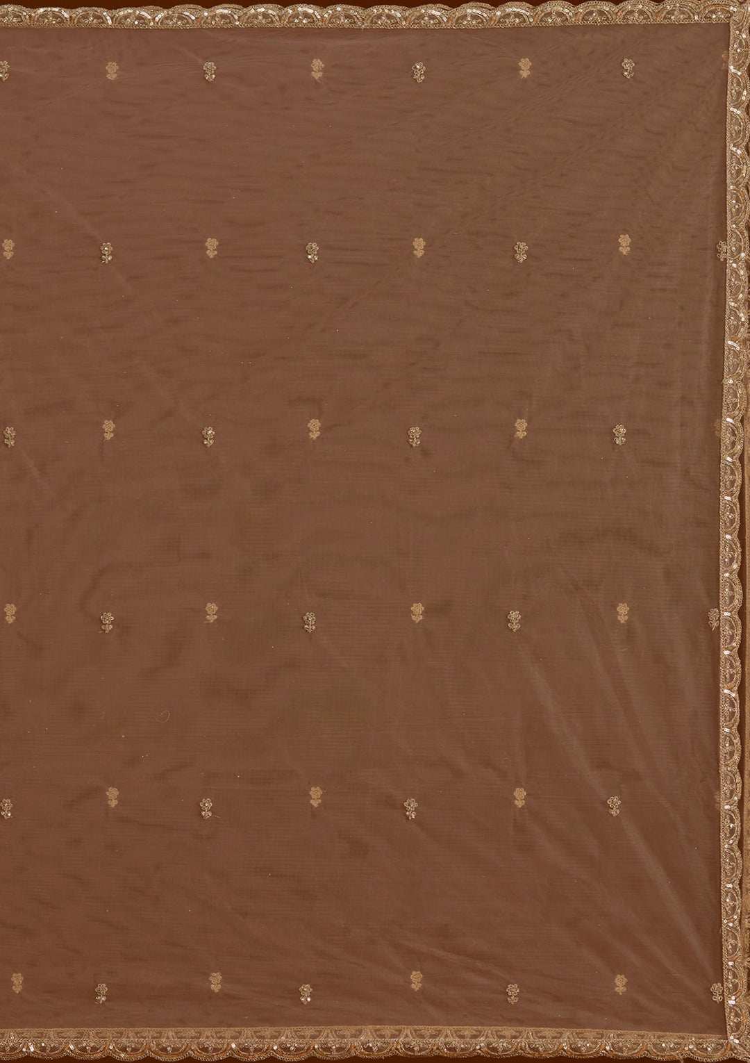 Beige Sequins Net Readymade Lehenga-koskii