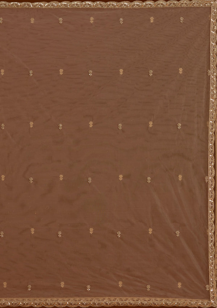 Beige Sequins Net Readymade Lehenga-koskii