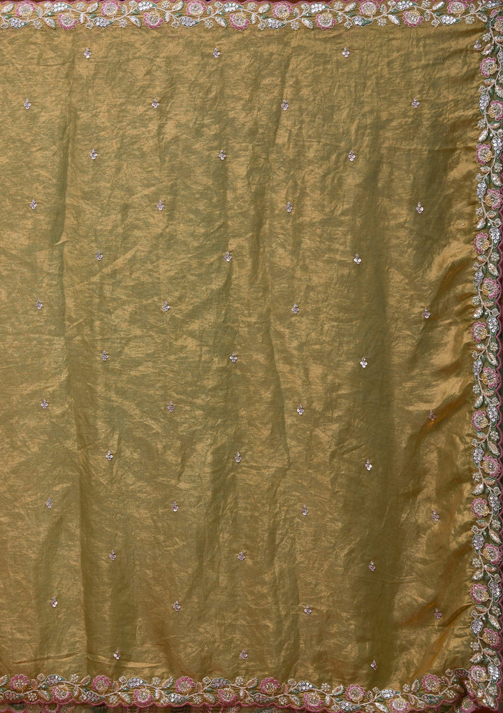 Cream Cording Tissue Readymade Lehenga_Koskii