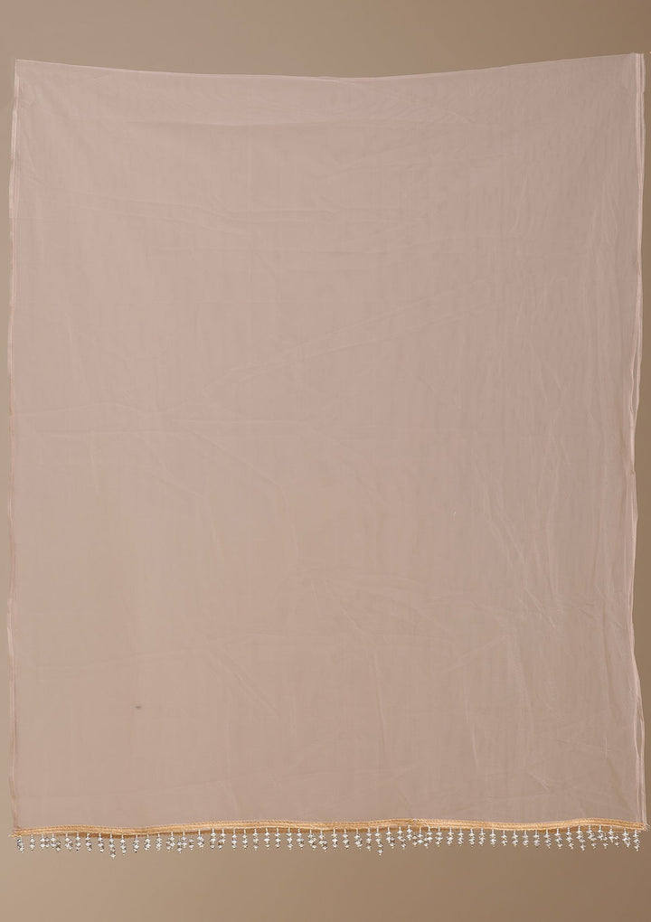 Brown Threadwork Net Readymade Lehenga-koskii