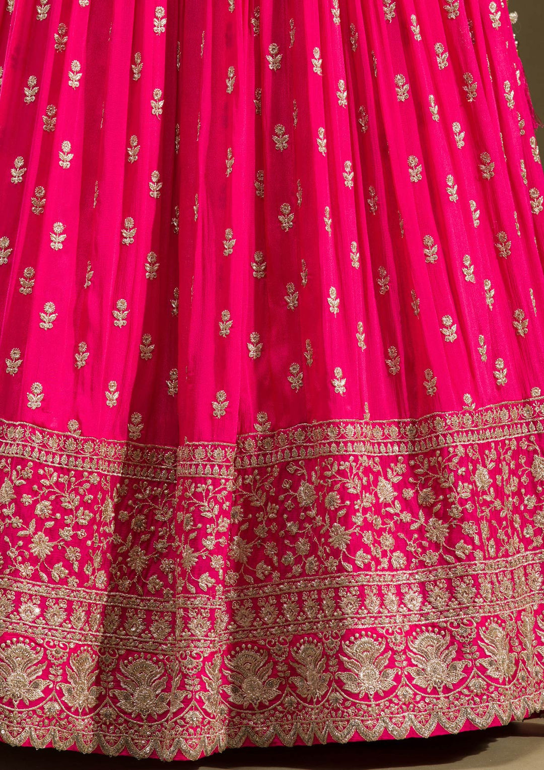 Rani Pink Zariwork Georgette Readymade Lehenga-koskii