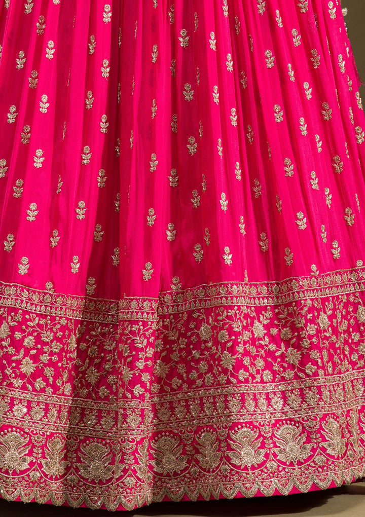 Rani Pink Zariwork Georgette Readymade Lehenga-koskii