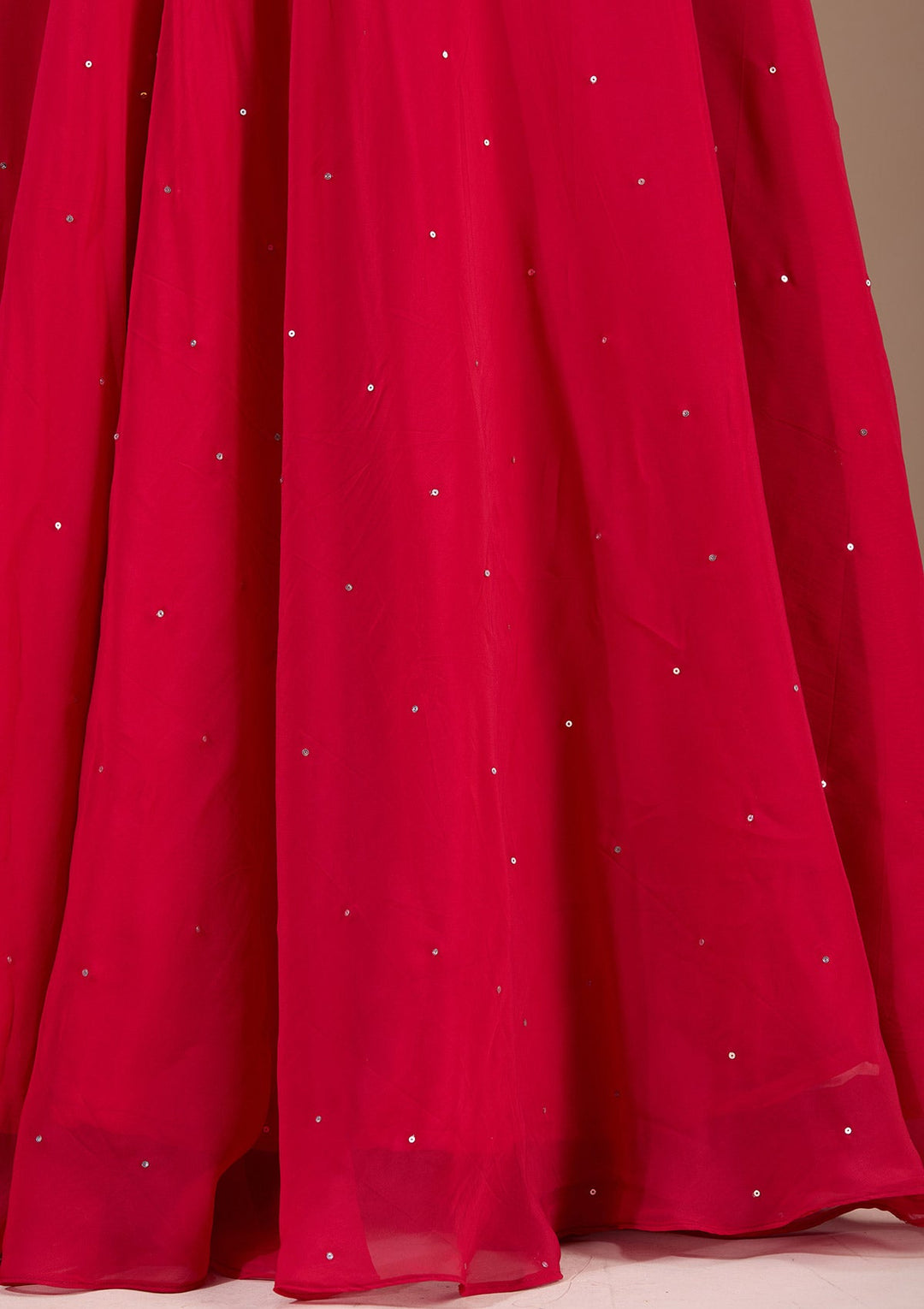 Red Zardosi Raw Silk Readymade Lehenga-Koskii