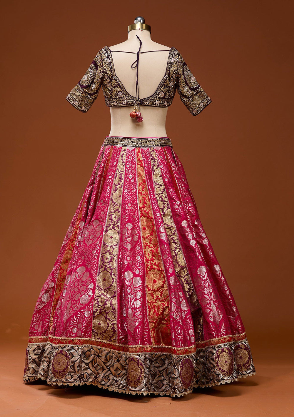 Pink Zardosi Brocade Readymade Lehenga_Koskii