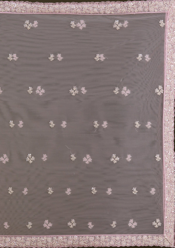 Pink Sequins Net Readymade Lehenga-Koskii