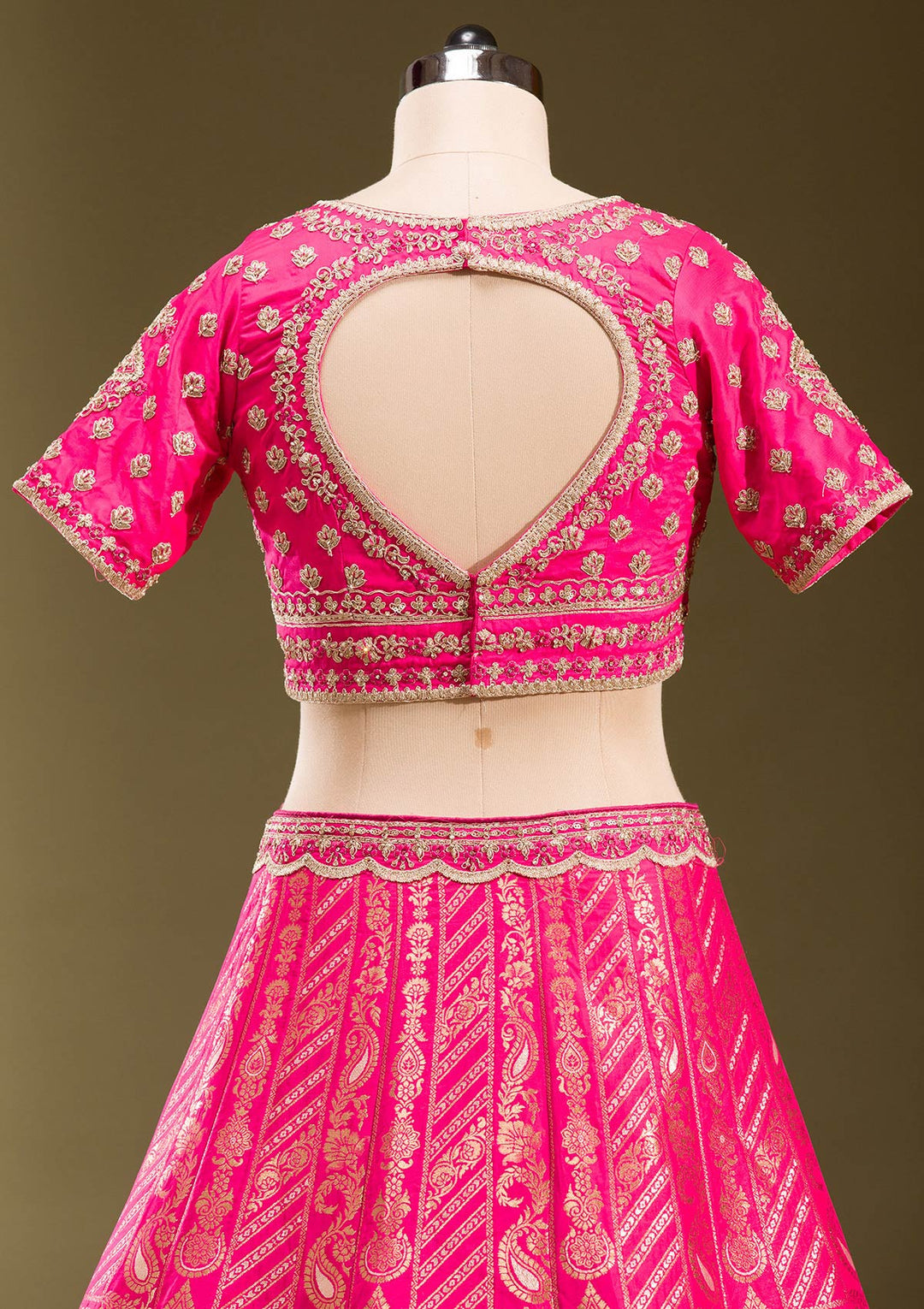 Rani Pink Zariwork Banarasi Readymade Lehenga-koskii