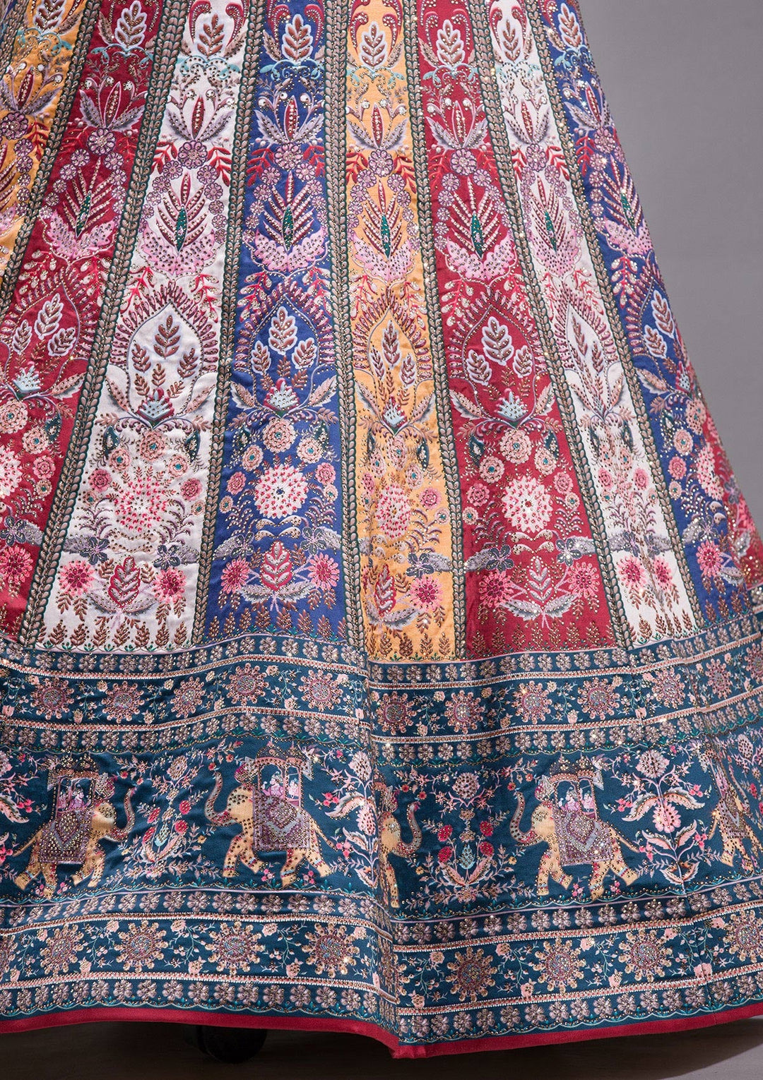 Navy Blue Swarovski Raw Silk Readymade Lehenga-koskii