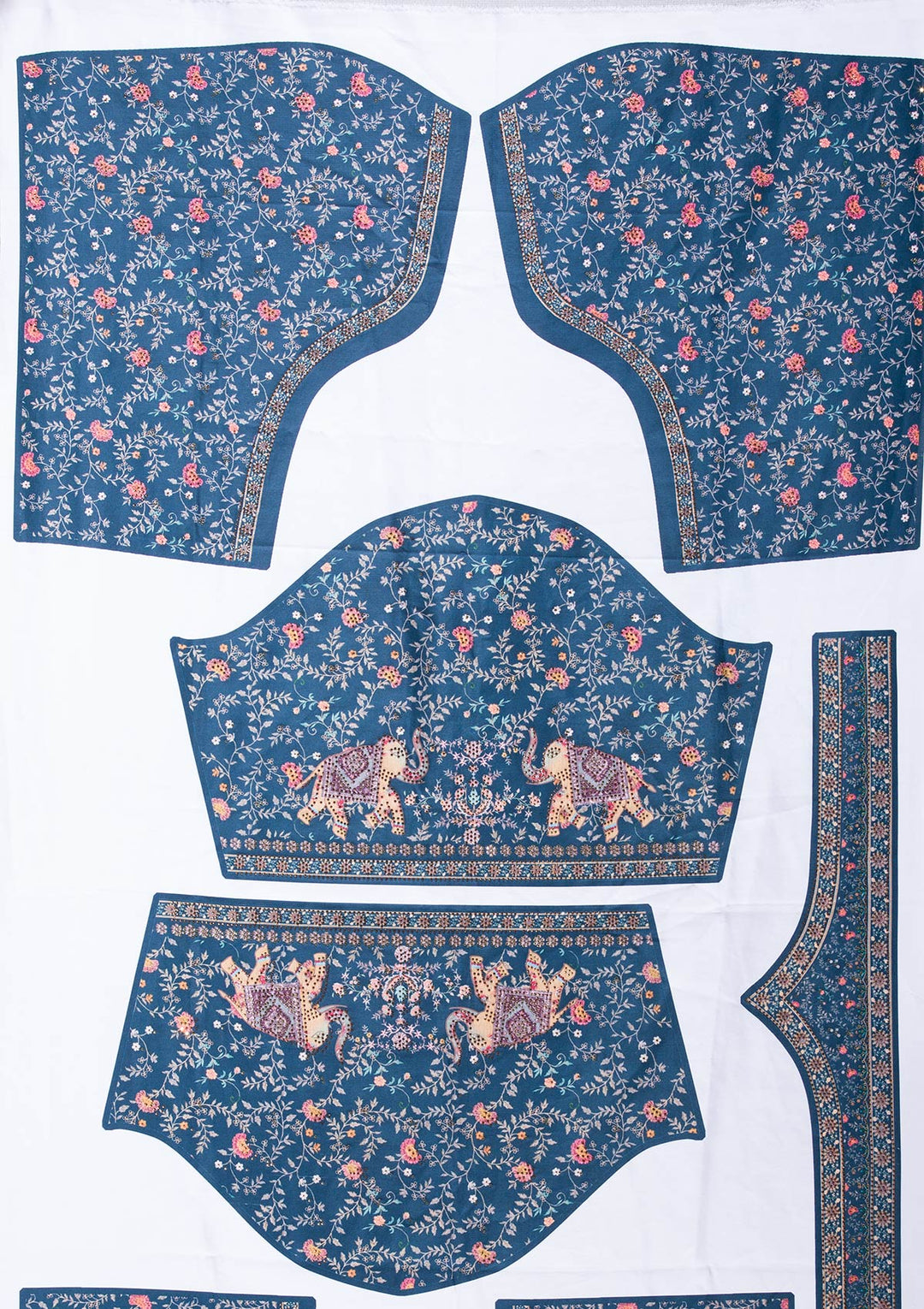 Navy Blue Swarovski Raw Silk Readymade Lehenga-koskii