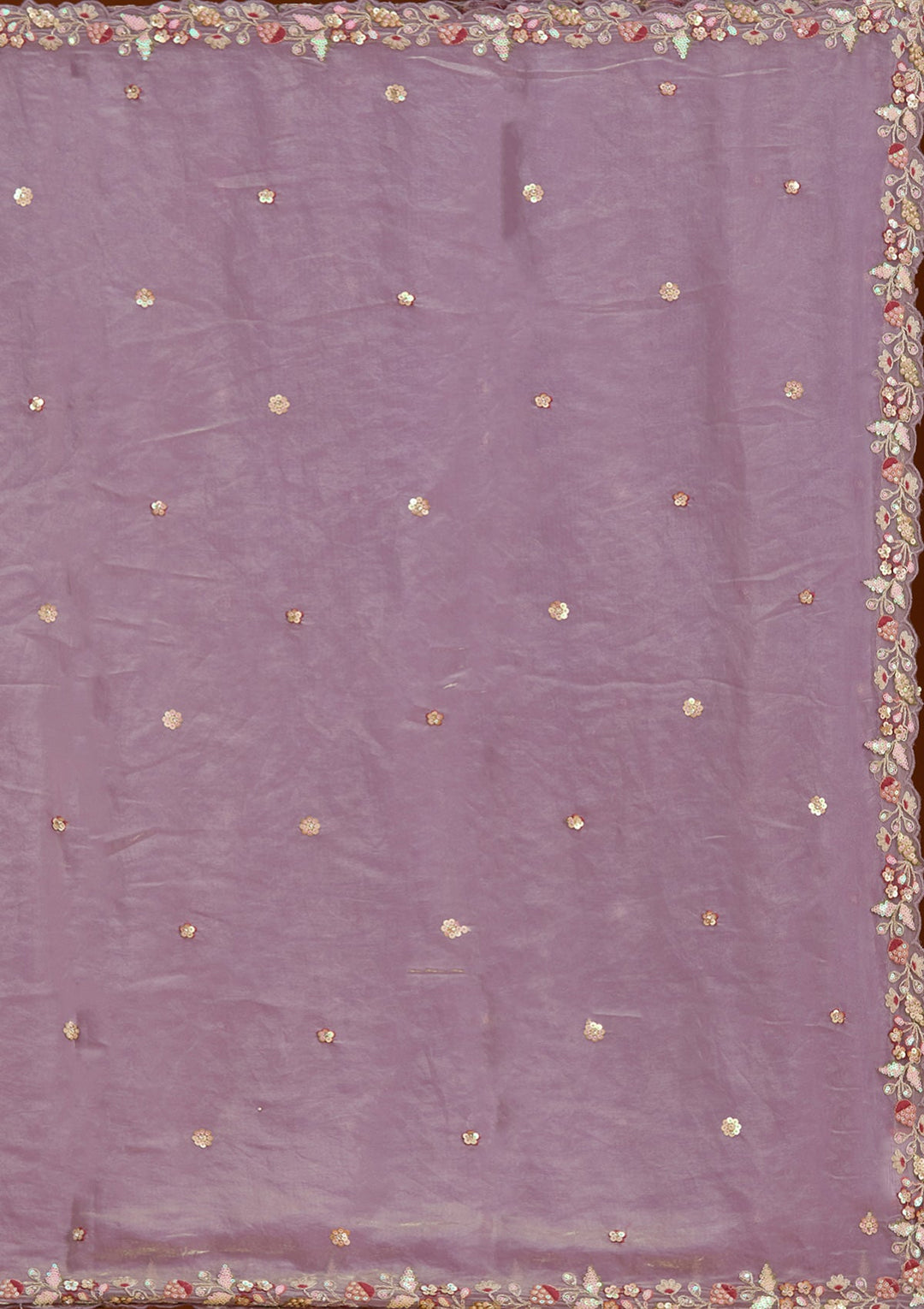 Purple Threadwork Tissue Readymade Lehenga-koskii