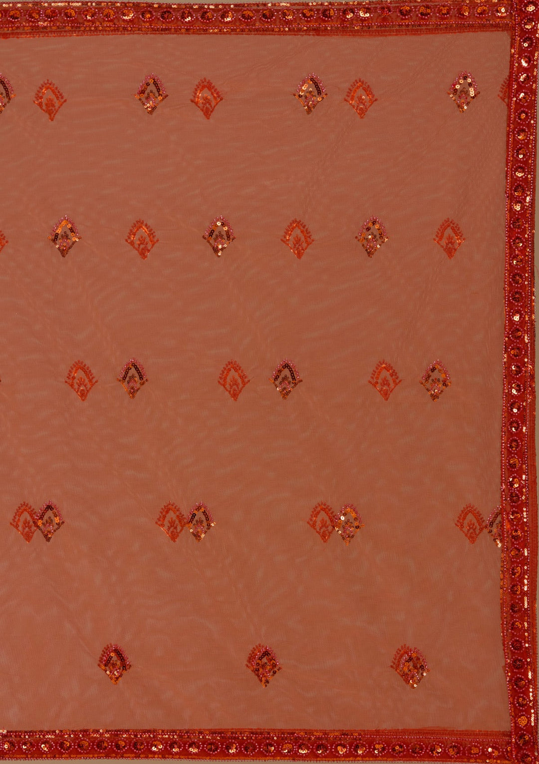 Orange Sequins Net Readymade Lehenga-koskii